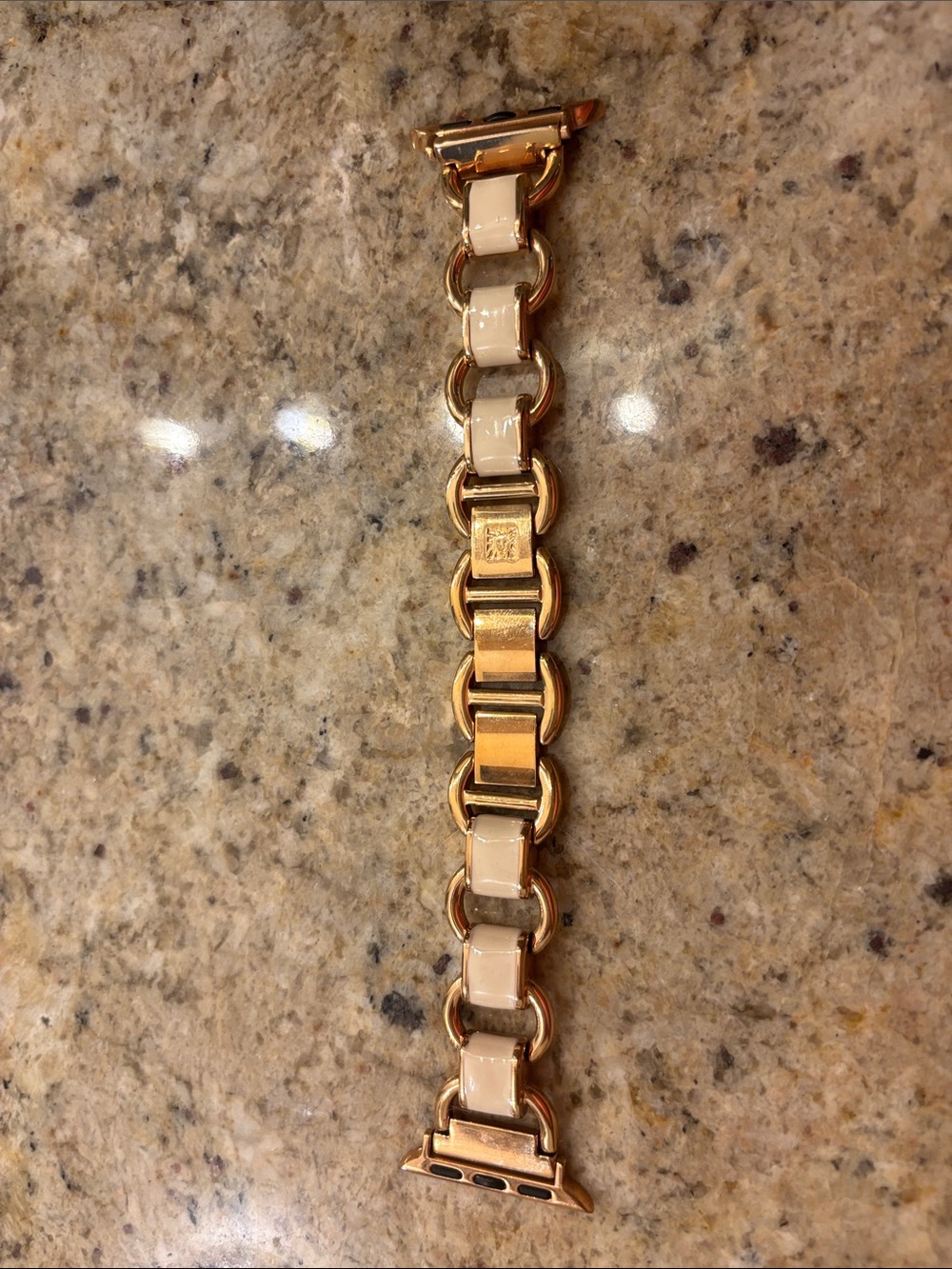 Anne Klein Gold and Cream Linked Bracelet Watch Band